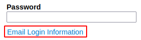 Screenshot of login page showing 'Email Login Info' link